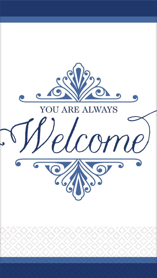 Serviettes pour invités Bienvenue, bleu royal, paq. 16 Front_Flat