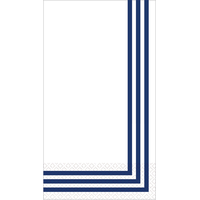 Serviettes pour invités à rayures classiques bleu royal, paq. 16 CloseUp