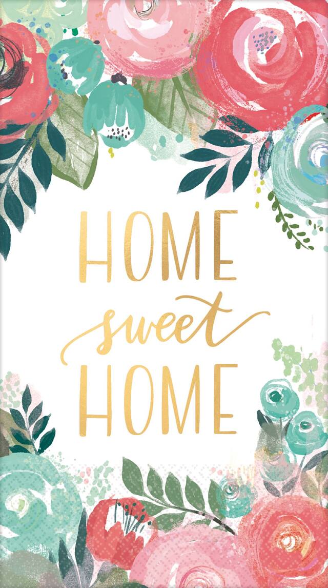 Metallic Home Sweet Home Guest Towels, 16-pk Front_Flat