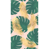 Rectangle Paper Disposable Guest Towel Napkins, Pink/Green, Palm Leaves, 8-in, 20-pk, 2-ply, for Summer Party