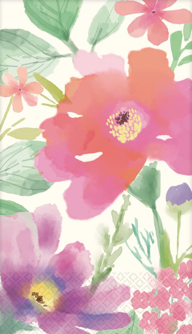 Serviettes pour invités aquarelle florale, paq. 16 Front_Flat