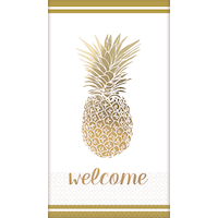Serviettes en papier de qualité supérieure Ananas pour fêtes d'anniversaire, fête, anniversaire, doré, paq. 16 Front_Flat
