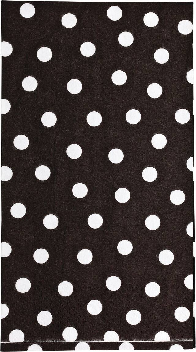 Serviettes pour invités, noir et blanc, paq. 16 Front_Flat