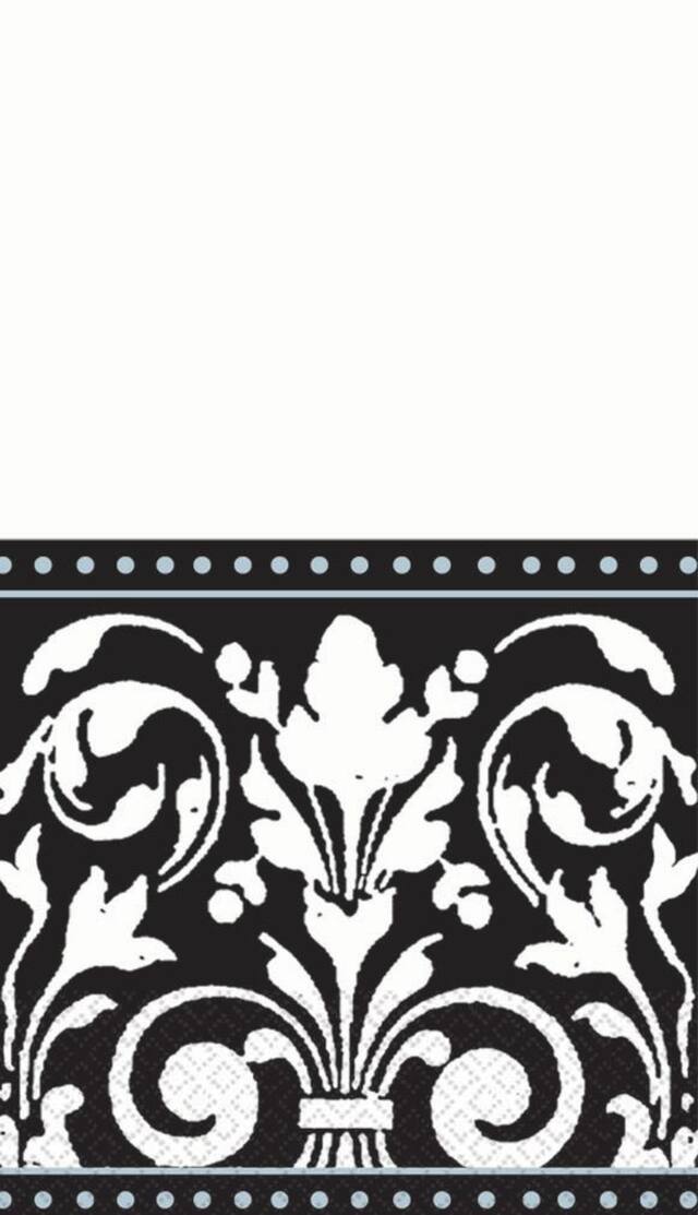 Serviettes pour invités classiques, noir et blanc, paq. 16 Front_Flat