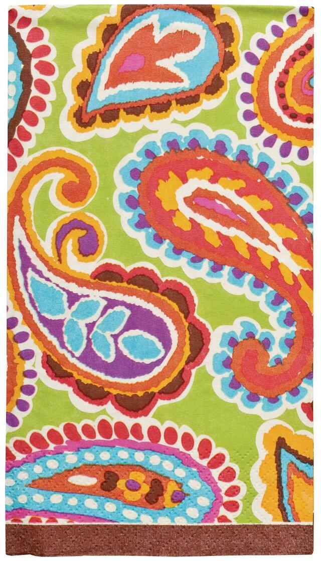 Bold Multicolour Paisley Guest Towels, 16-pk Front_Flat