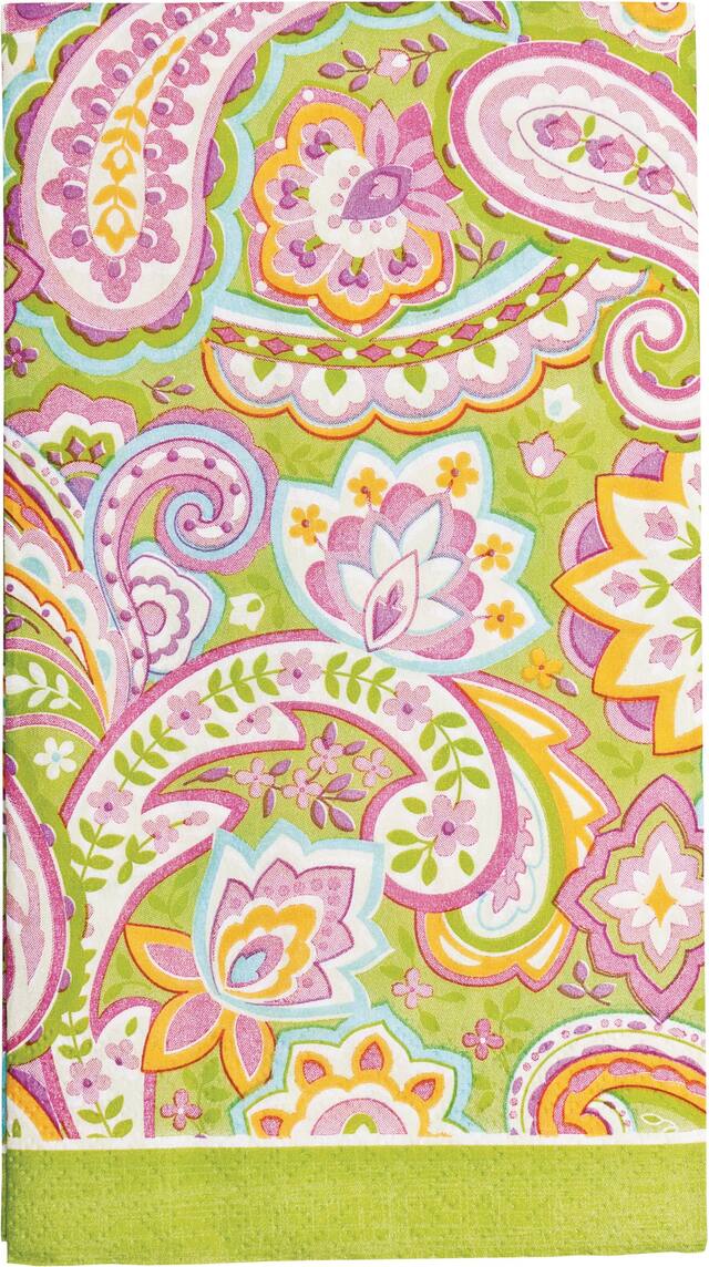 Multicolour Paisley Guest Towels, 16-pk Front_Flat