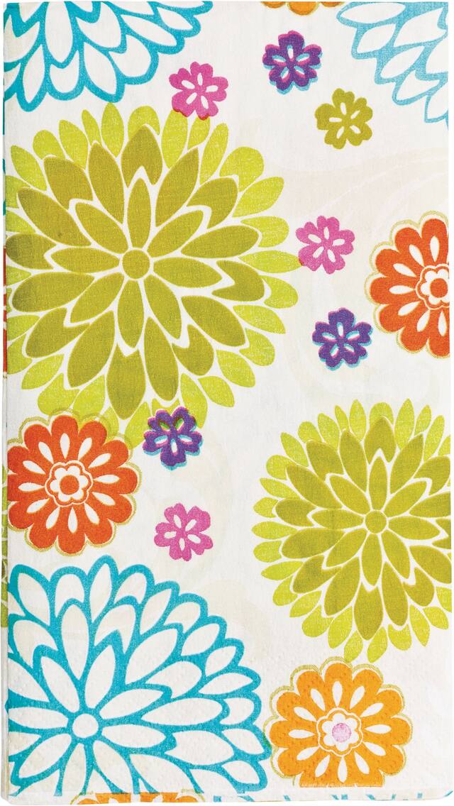 Essuie-mains d'invité avec motifs de chrysanthèmes modernes, paq. 16 Front_Flat