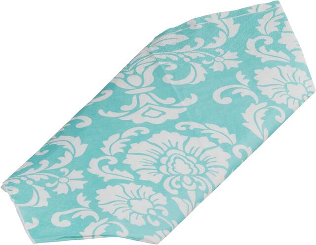 Serviettes pour invités à motif damassé, bleu clair, paq. 16 Front_Angled_Left