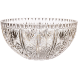 Round Plastic Reusable Crystal Cut Punch Bowl, Clear, 9-in, for New Year's Eve/Christmas/Graduation Front_Elevated