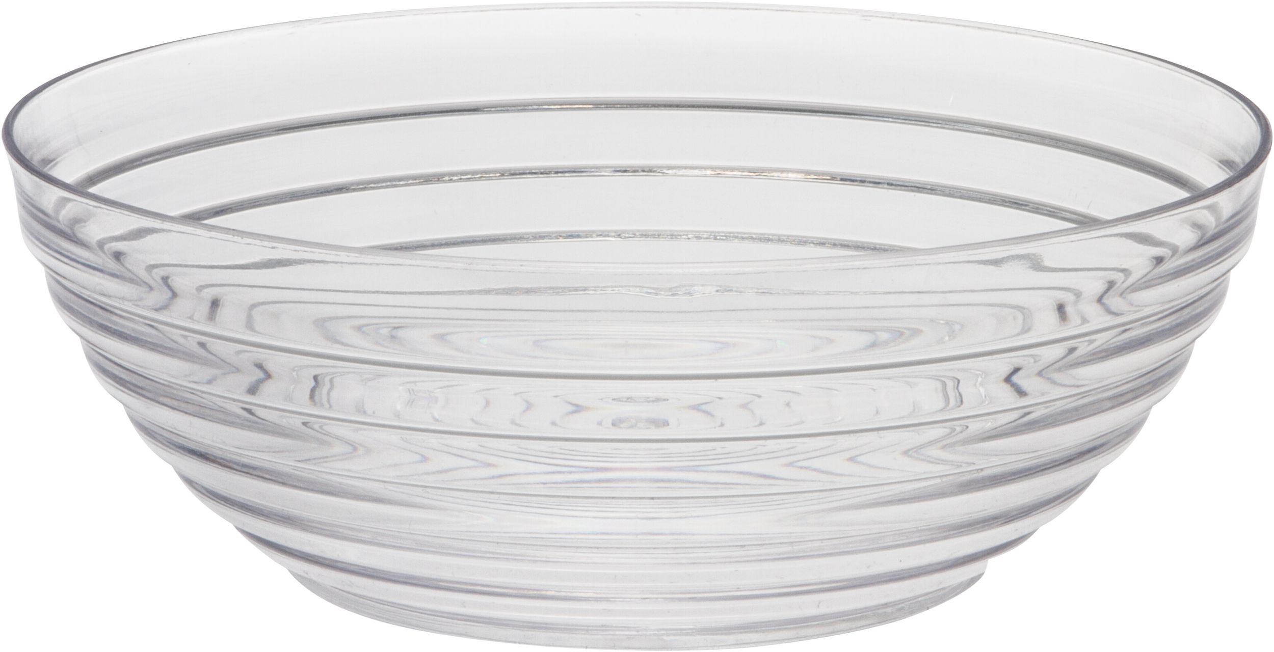 Round Ringed Plastic Reusable Serving Bowl, Clear, 7-in, for New Year's Eve/Christmas/Graduation Front_Elevated