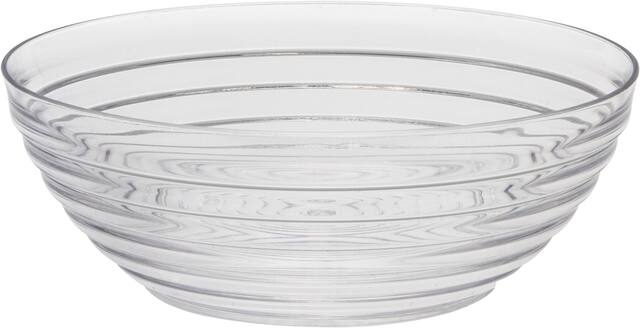 Round Ringed Plastic Reusable Serving Bowl, Clear, 7-in, for New Year's Eve/Christmas/Graduation Front_Elevated