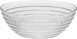 Round Ringed Plastic Reusable Serving Bowl, Clear, 7-in, for New Year's Eve/Christmas/Graduation