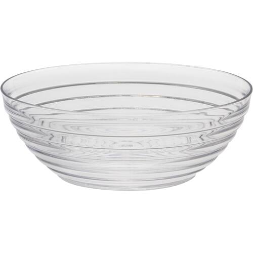 Round Ringed Plastic Reusable Serving Bowl, Clear, 7-in, for New Year's Eve/Christmas/Graduation