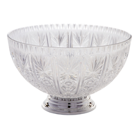 Round Crystal-Cut Plastic Reusable Punch Bowl, Clear, 14-in, for Christmas/Thanksgiving/New Year's Eve/Easter/Birthday Party