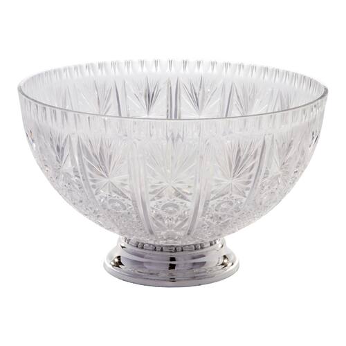 Round Crystal-Cut Plastic Reusable Punch Bowl, Clear, 14-in, for Christmas/Thanksgiving/New Year's Eve/Easter/Birthday Party