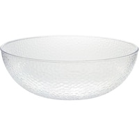 Round Hammered Plastic Reusable Serving Bowl, Clear, 17-in, for Christmas/Thanksgiving/New Year's Eve/Easter/Birthday Party