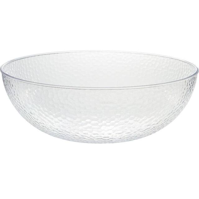 Round Hammered Plastic Reusable Serving Bowl, Clear, 17-in, for Christmas/Thanksgiving/New Year's Eve/Easter/Birthday Party Front_Elevated