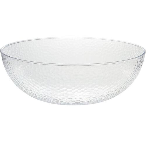 Round Hammered Plastic Reusable Serving Bowl, Clear, 17-in, for Christmas/Thanksgiving/New Year's Eve/Easter/Birthday Party