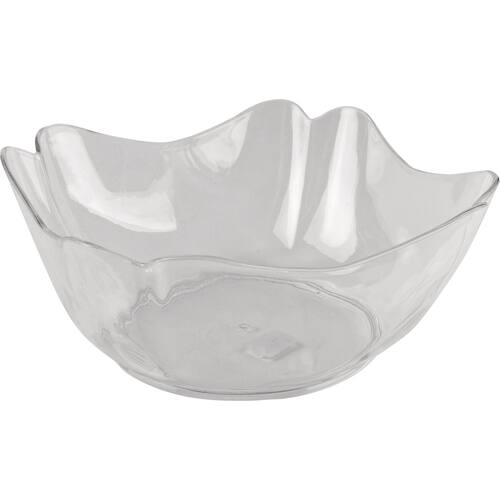 Flower Plastic Reusable Serving Bowl, Clear, 12-in, for Christmas/Thanksgiving/New Year's Eve/Easter/Birthday Party