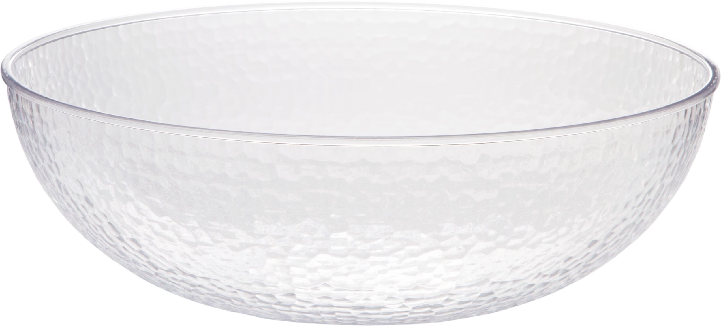 Round Hammered Plastic Reusable Serving Bowl, Clear, 15-in, for Christmas/Thanksgiving/New Year's Eve/Easter/Birthday Party Front_Elevated