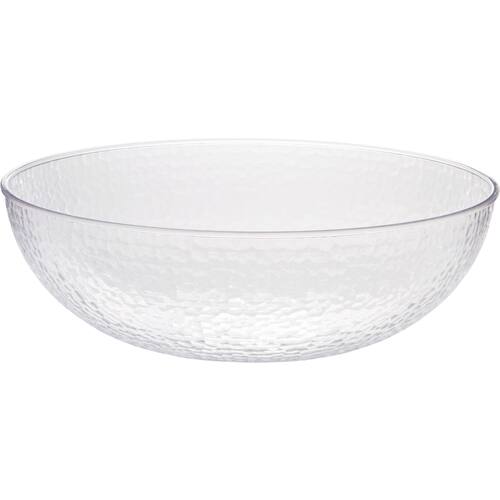 Round Hammered Plastic Reusable Serving Bowl, Clear, 15-in, for Christmas/Thanksgiving/New Year's Eve/Easter/Birthday Party