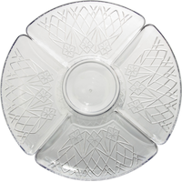 Round Crystal-Cut Plastic Reusable Lazy Susan, Clear, 15-in, for Christmas/Thanksgiving/New Year's Eve/Easter/Birthday Party Overhead_Flat