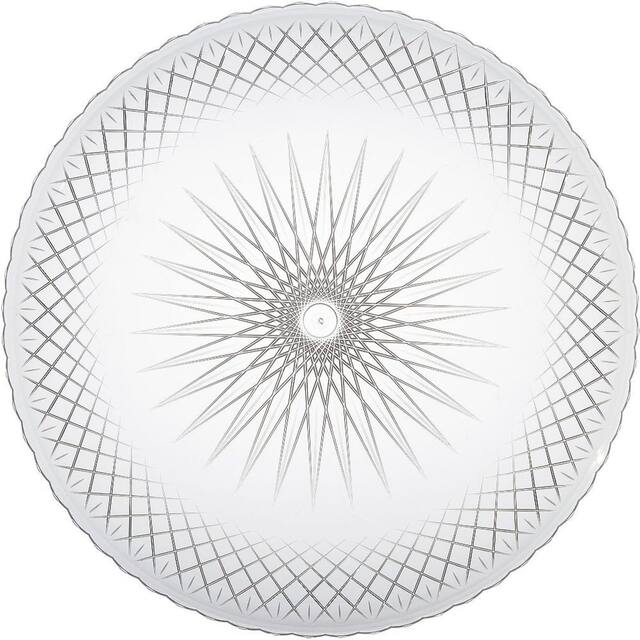Plastic Round Tray, with the Look of Cut Glass Crystal, Birthdays, Showers, Clear, 18-in Overhead_Flat