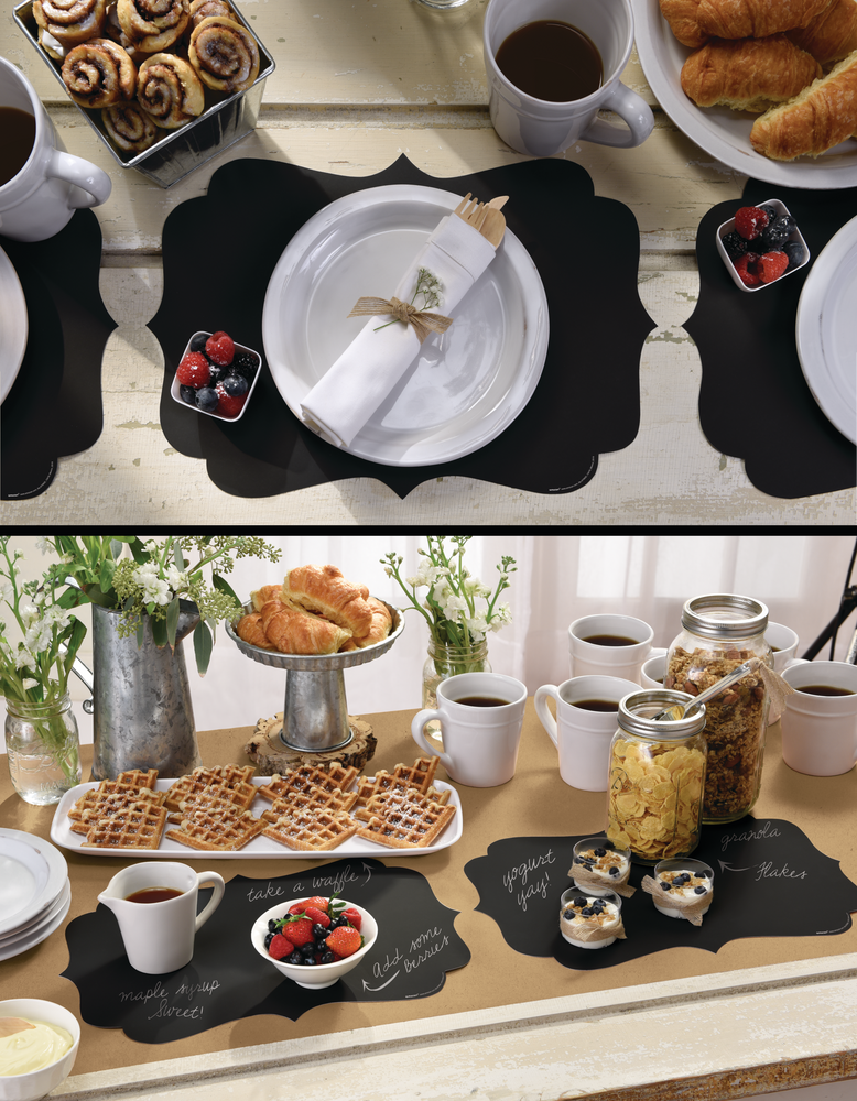 Chalkboard Paper Placemats, Birthday Parties, More, Black, 16in x 11