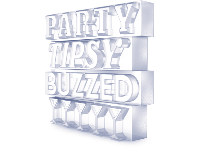 "Party, Tipsy, Buzzed" Plastic Reusable Ice Tray, Red, 5in, for New