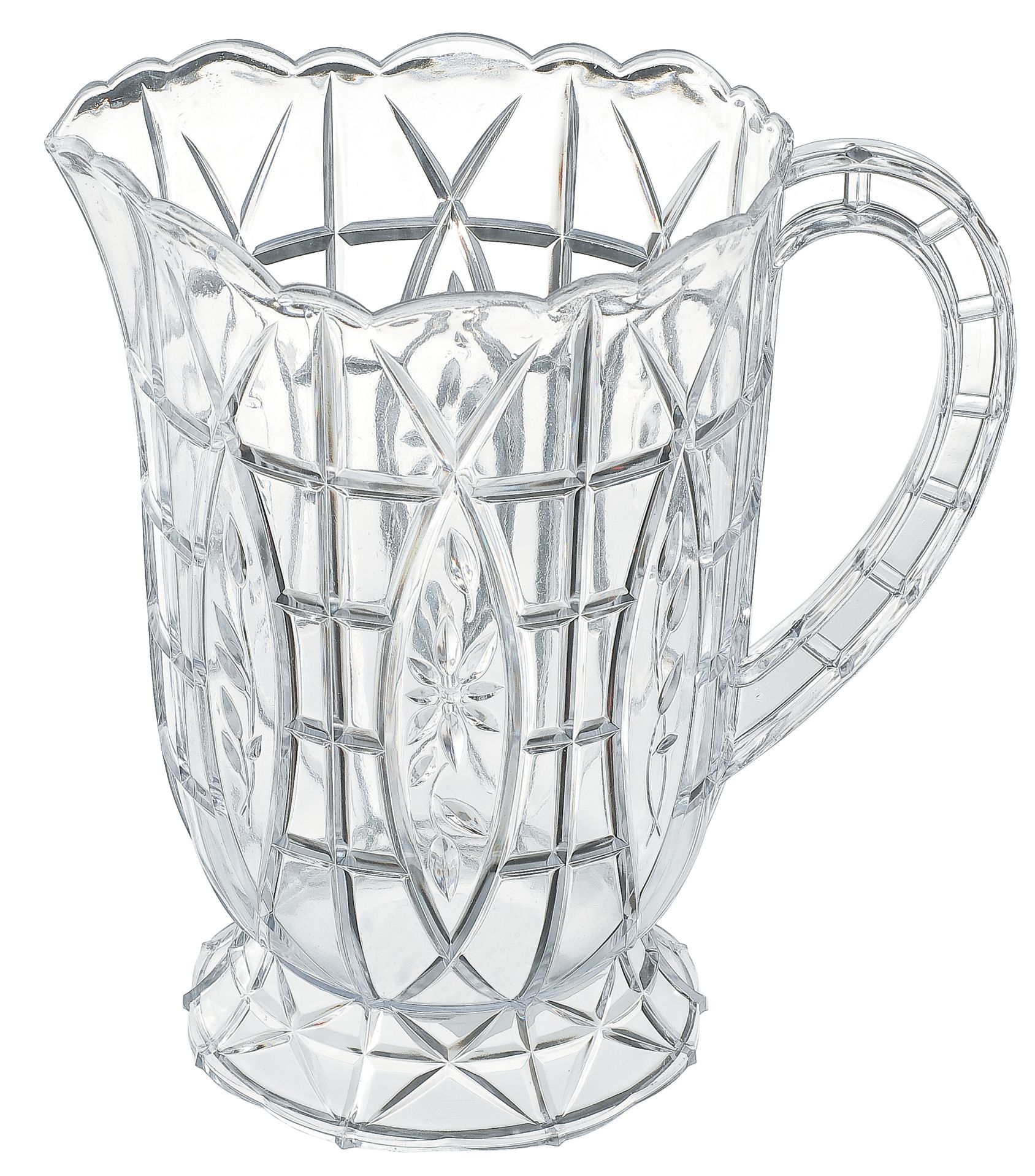 Plastic Crystal Cut Pitcher Front_Elevated