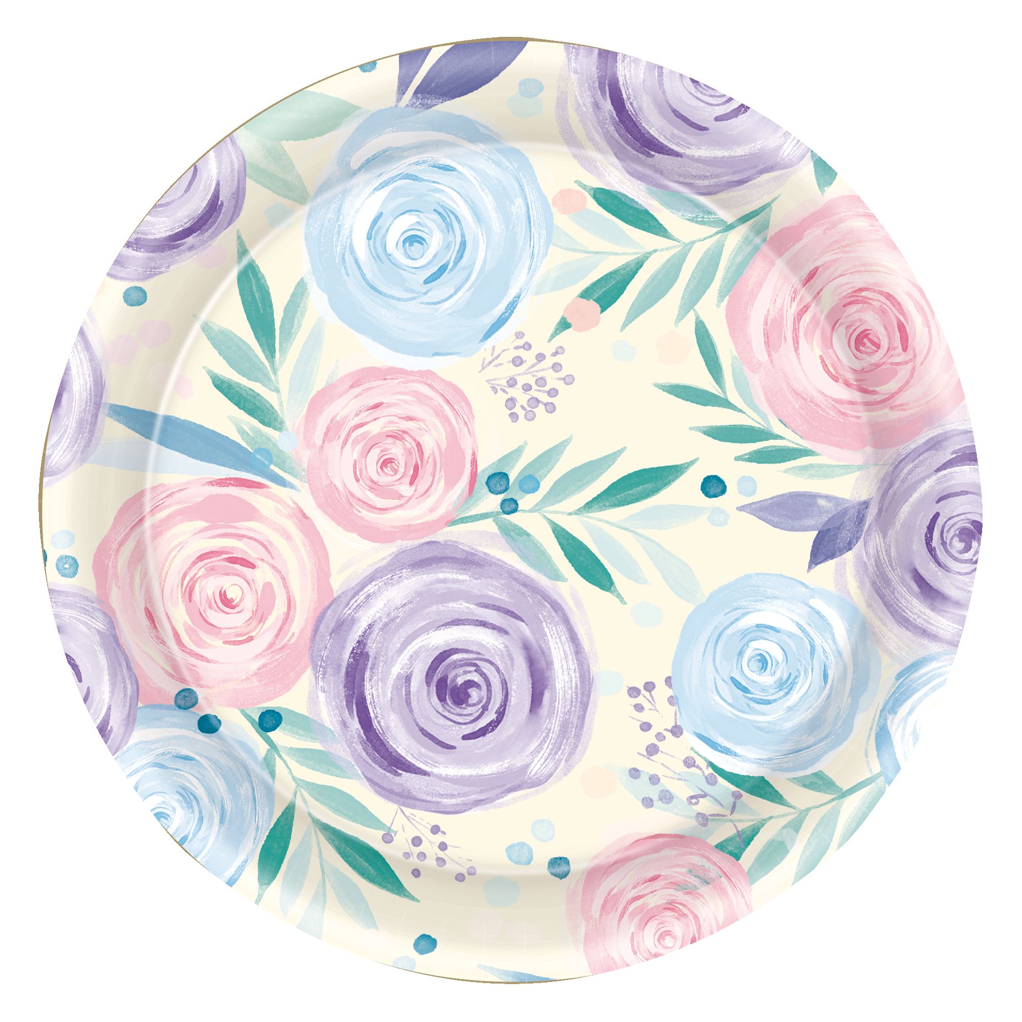 Pastel Floral Lunch Plates, 8-pk Overhead_Flat