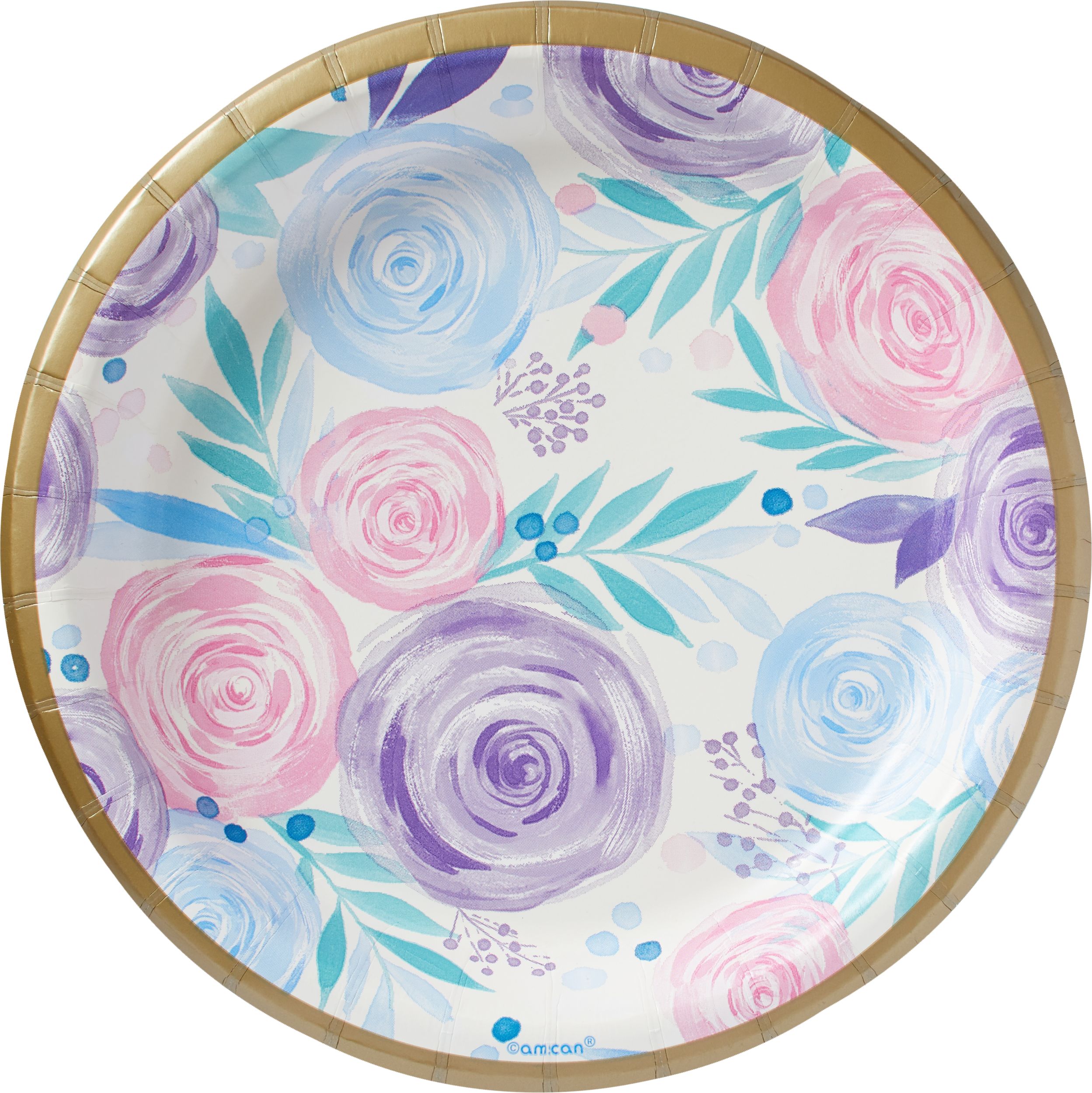 Pastel Floral Lunch Plates, 8-pk Overhead_Flat