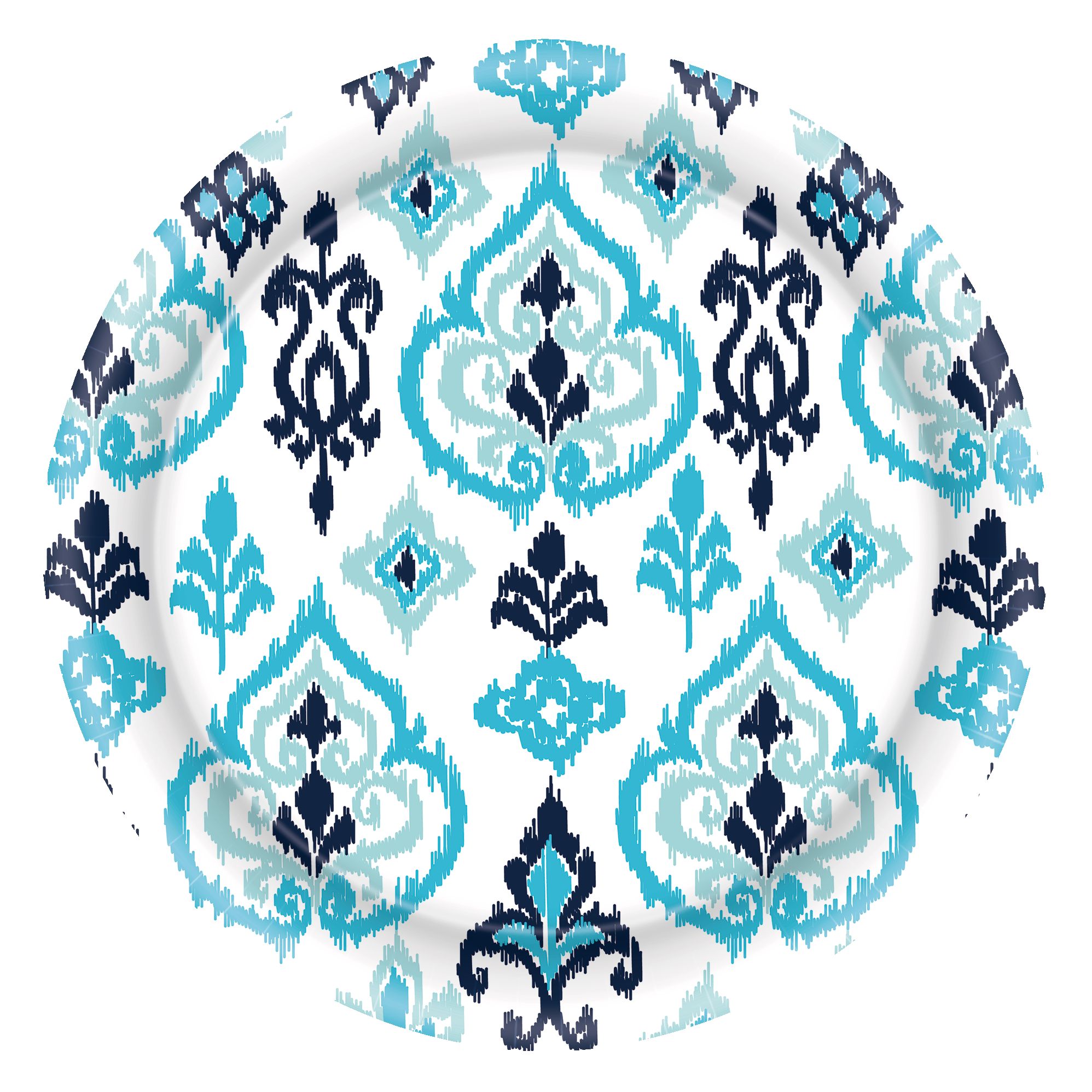 Caribbean Blue Ikat Lunch Plates, 8-pk Overhead_Flat
