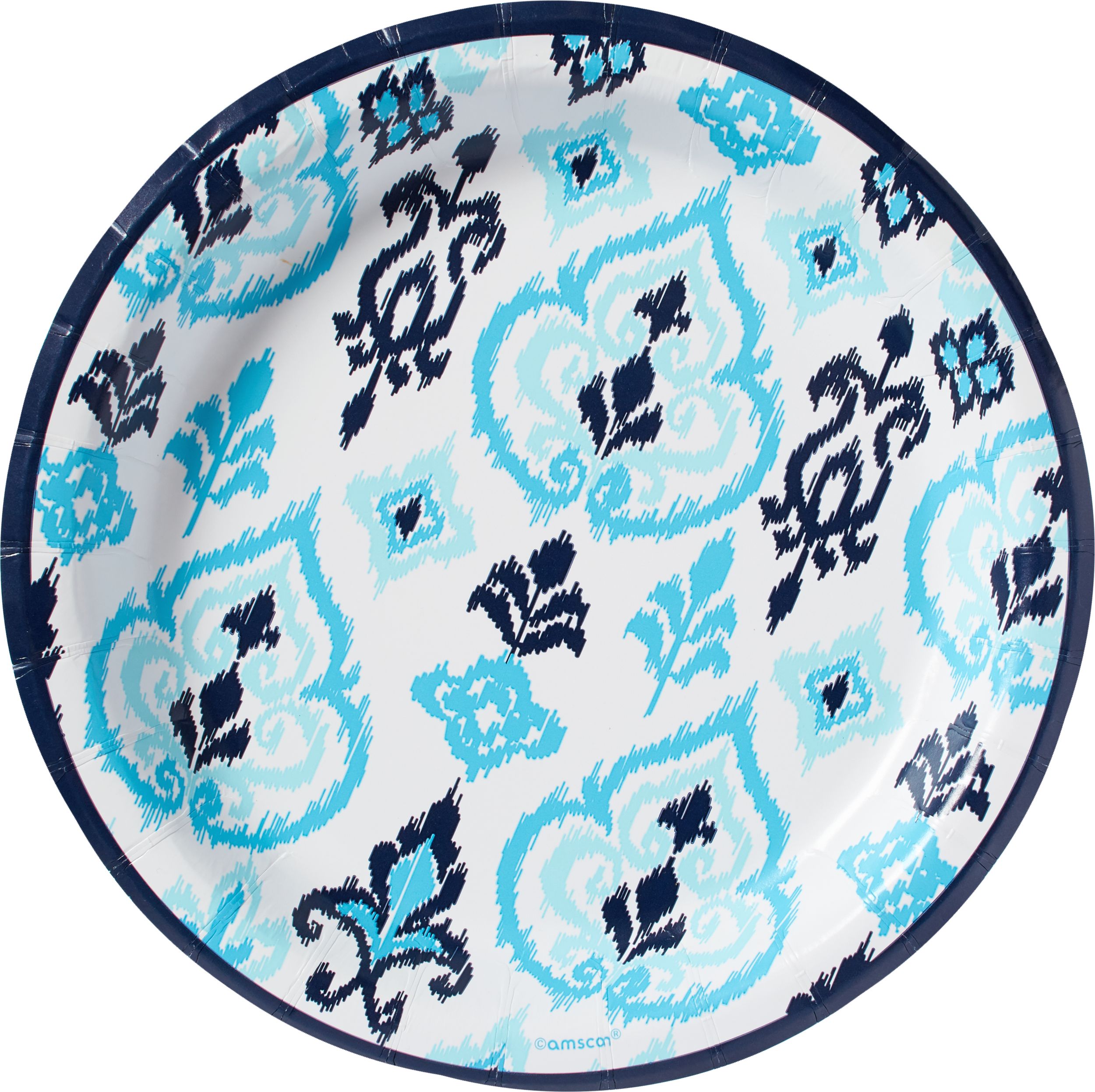 Caribbean Blue Ikat Lunch Plates, 8-pk Overhead_Flat