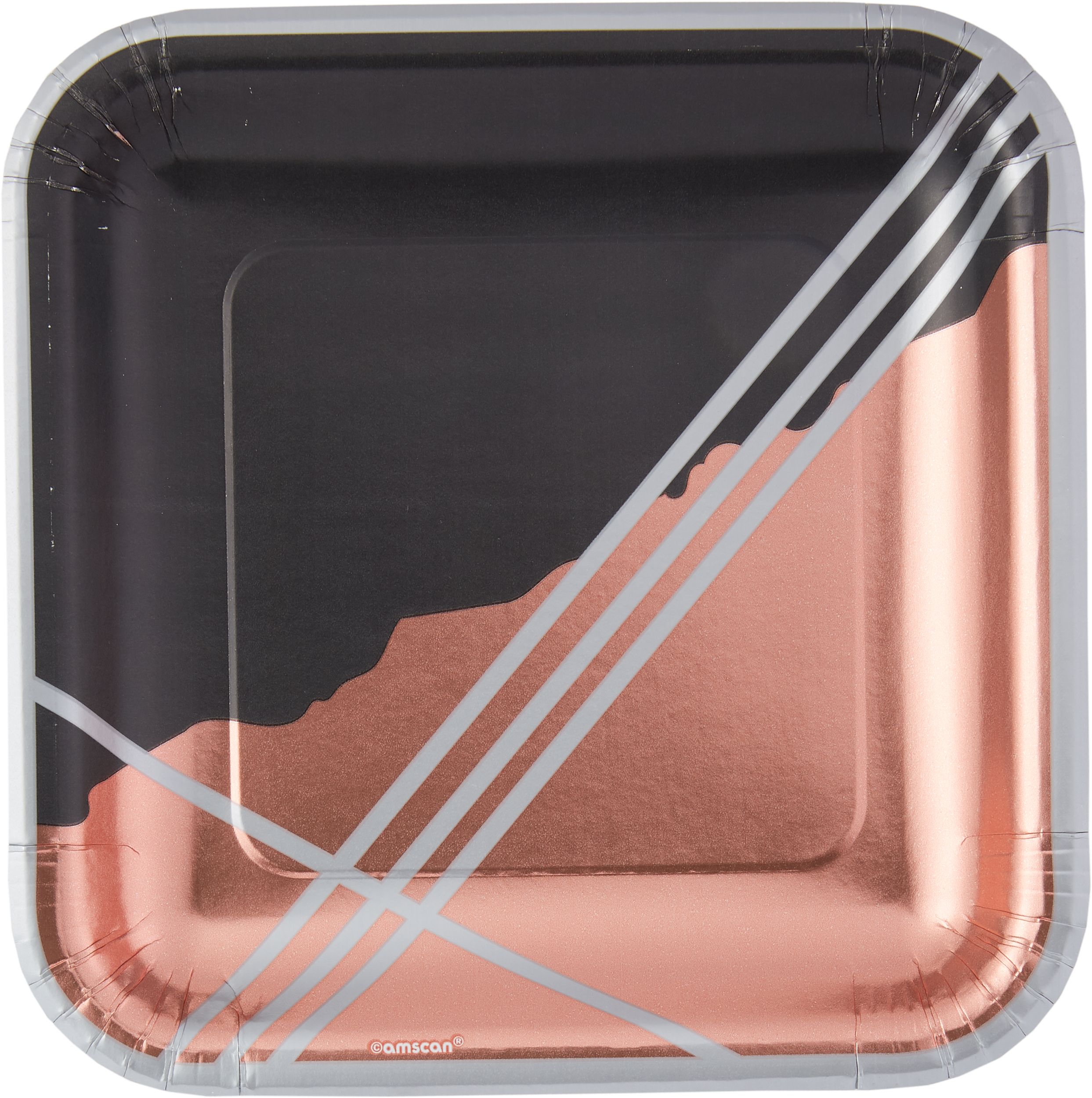 Metallic Black Facet Square Lunch Plates, 8-pk Overhead_Flat