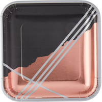 Metallic Black Facet Square Lunch Plates, 8-pk Overhead_Flat