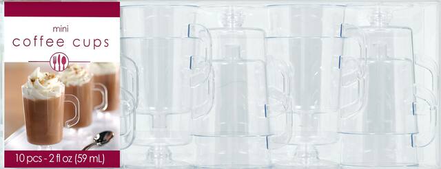 Plastic Mini Coffee Cups, Birthdays, Anniversaries more, Clear, 2-oz, 10-pk Front_Flat
