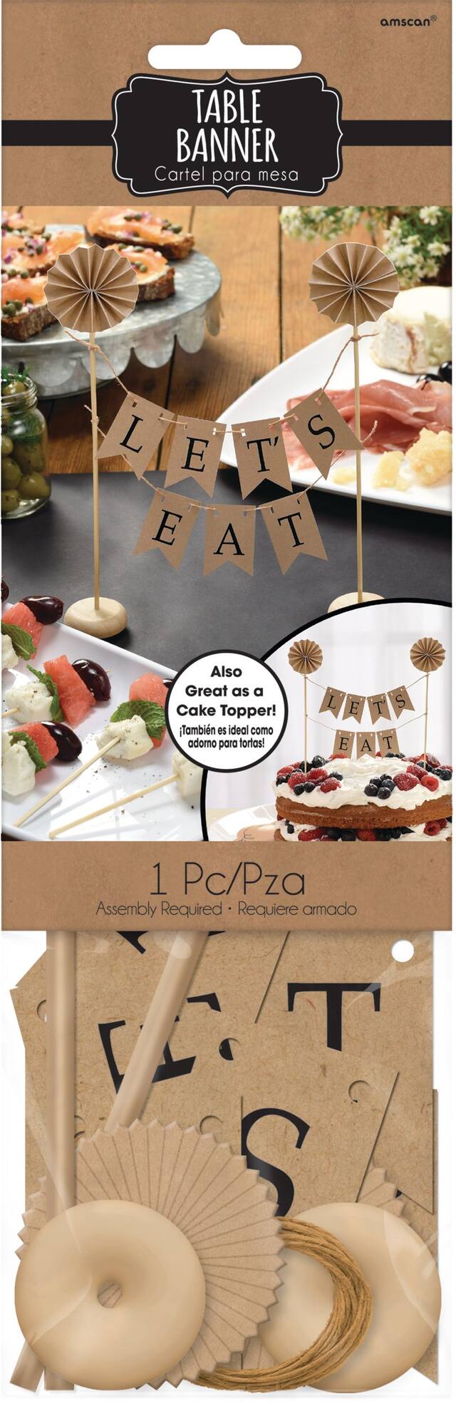 Kraft Pennant Banner Cake Topper Front_Flat