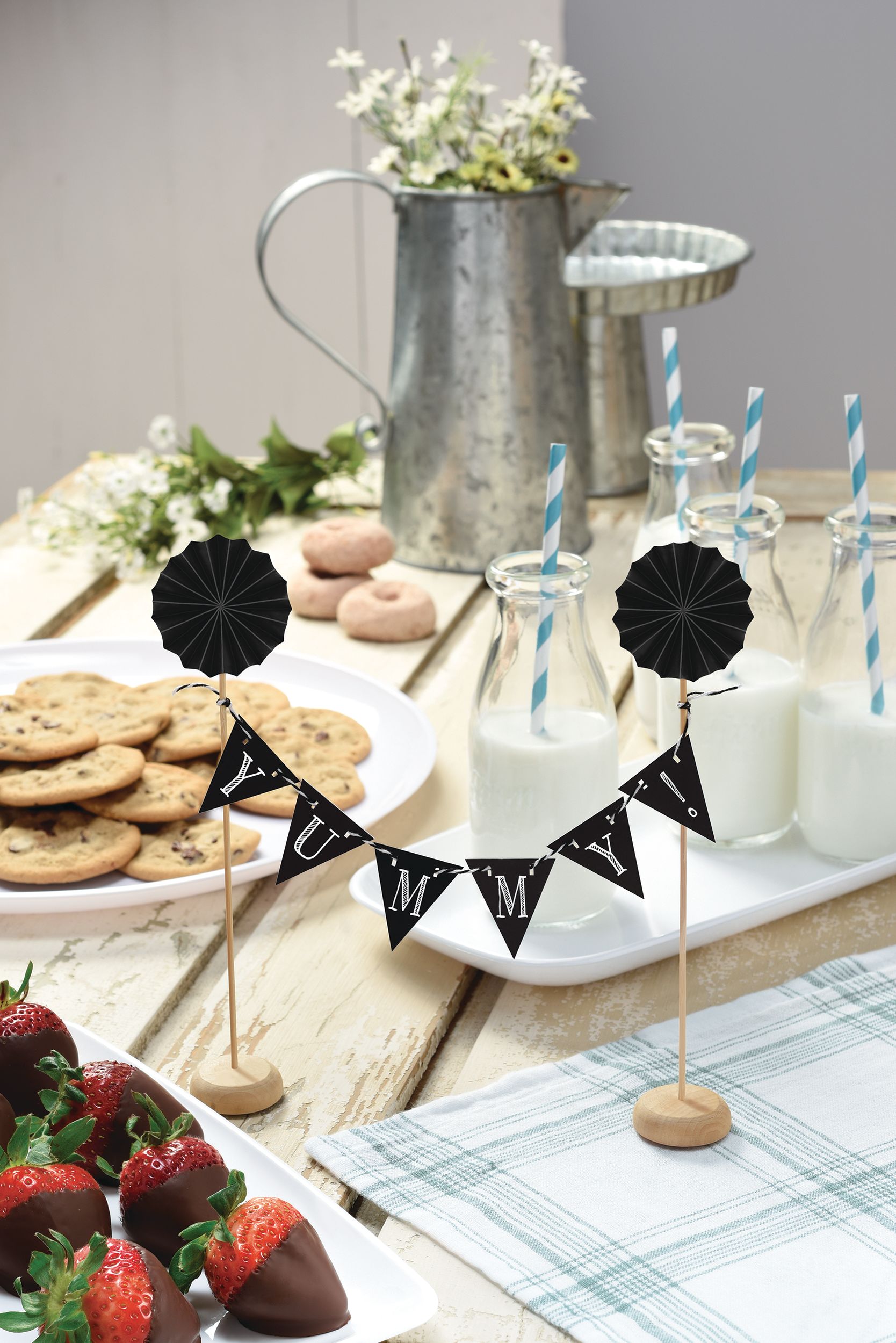 Chalkboard Pennant Banner Cake Topper Front_Flat