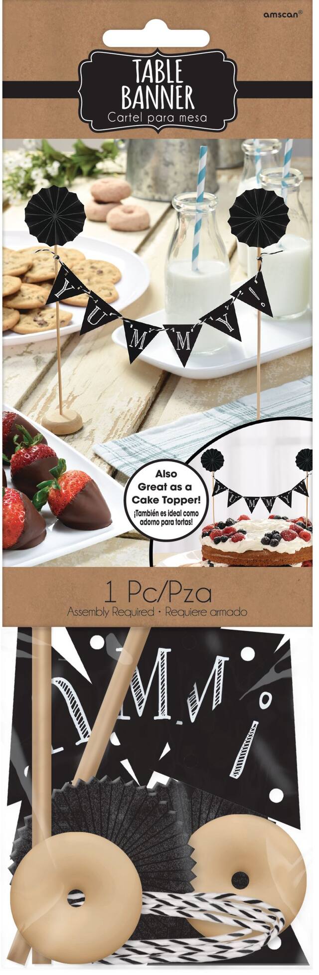 Chalkboard Pennant Banner Cake Topper Front_Flat
