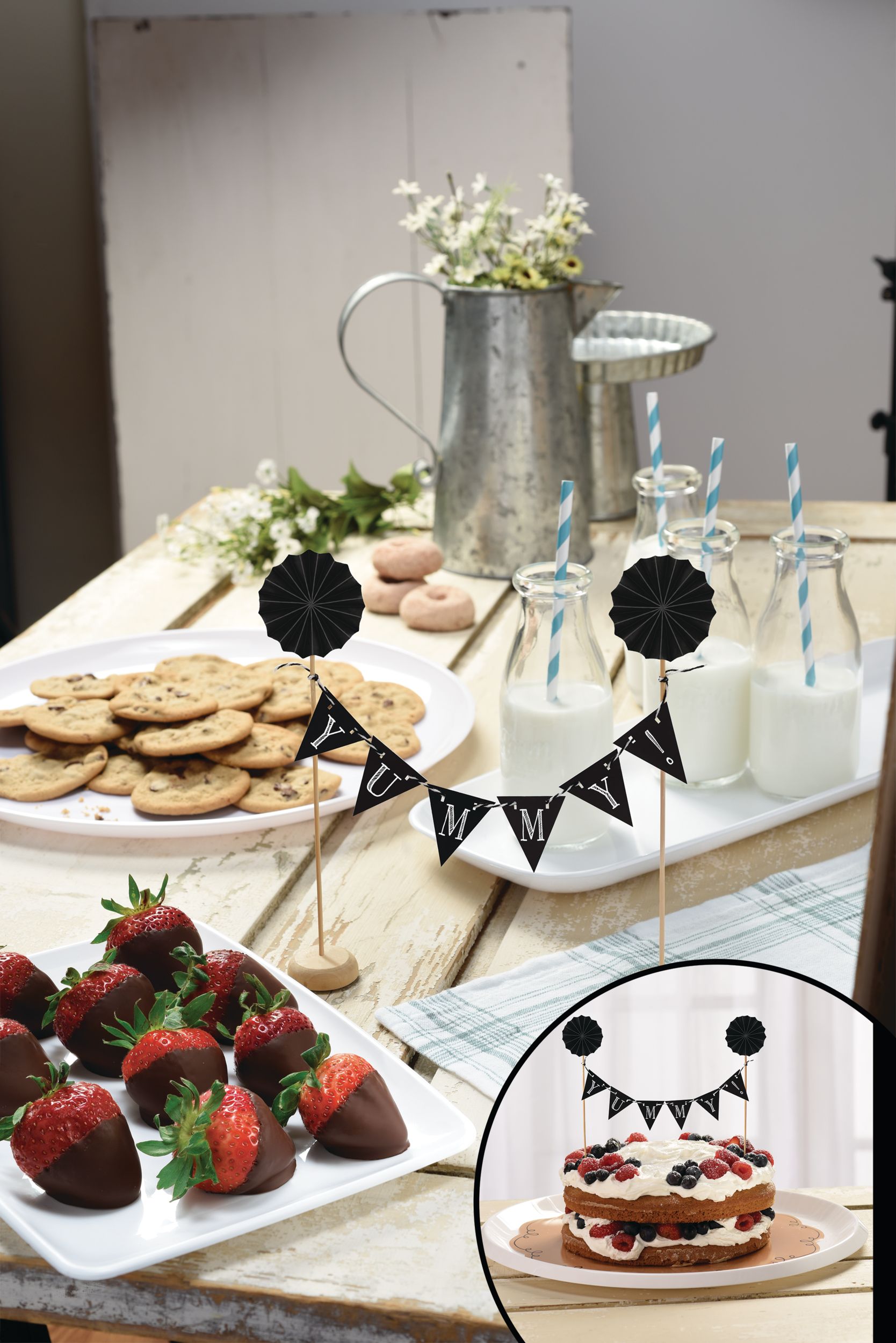 Chalkboard Pennant Banner Cake Topper Front_Flat