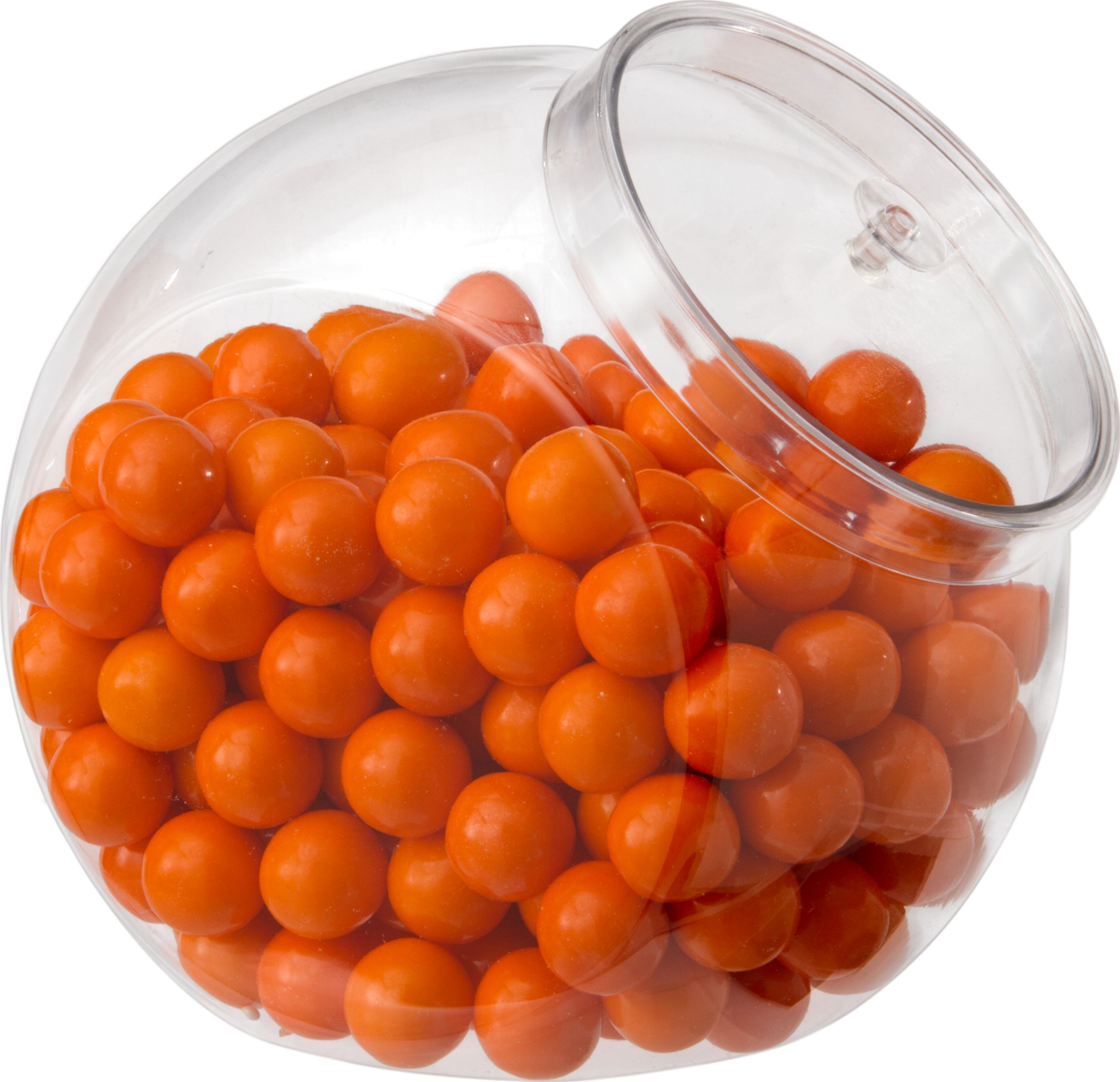 Round Plastic Reusable Candy Jar with Lid, Clear, 80-oz, for Birthday/Baby Shower/Wedding Front_Angled_Right