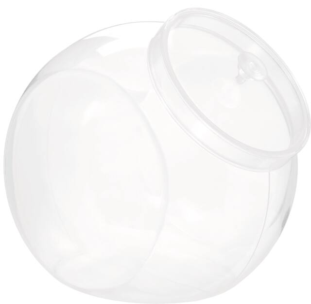 Bocal à bonbons en plastique rond avec couvercle, transparent, 80 oz, pour fête d'anniversaire/fête prénatale/mariage Front_Angled_Right