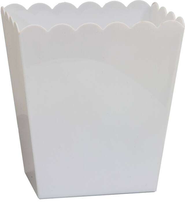 White Plastic Scalloped Container Front_Angled_Right