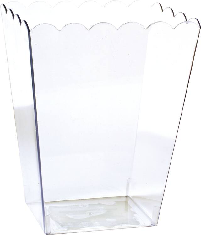 Contenant festonné réutilisable en plastique, transparent, 90 oz, pour fête d'anniversaire/fête prénatale/mariage Front_Three_Fourths_Angled_Right