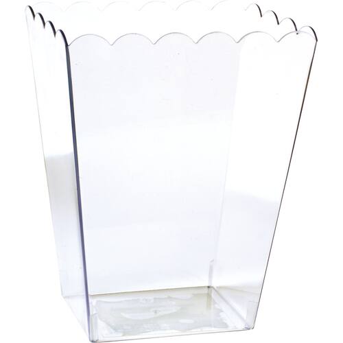 Plastic Reusable Scalloped Container, Clear, 90-oz, for Birthday/Baby Shower/Wedding
