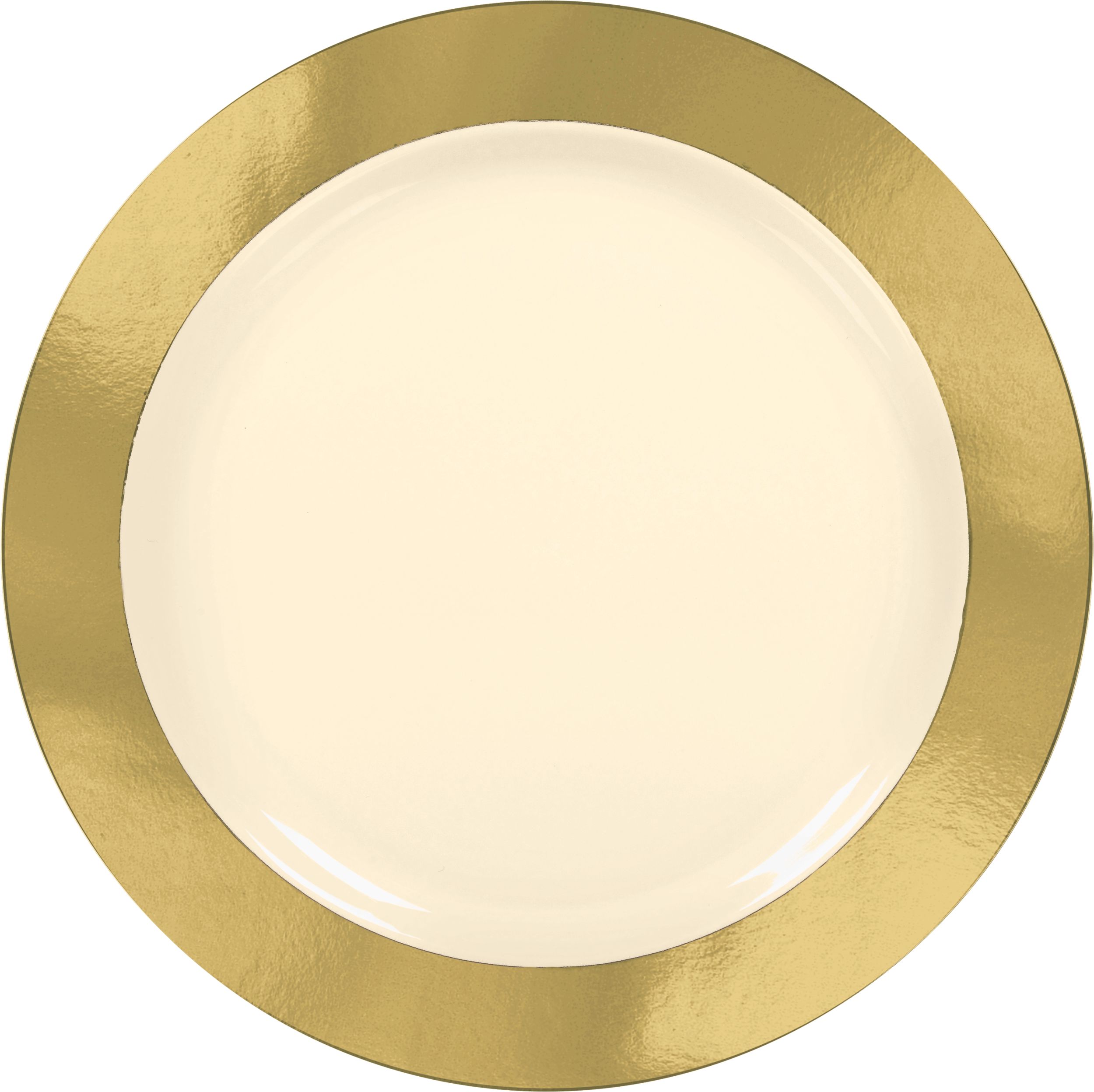 Border Premium Plastic Appetizer Plates, Cream Gold, 10-pk Overhead_Flat