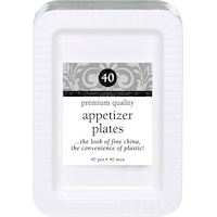 Rectangle Plastic Reusable Appetizer Plates, Assorted Colours, 7-in, 32-pk, for Christmas/New Year's Eve/Birthday Party/Halloween Front_Elevated