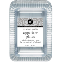 Assiettes à hors-d'oeuvre rectangulaires en plastique de qualité supérieure, paq. 32 Front_Flat