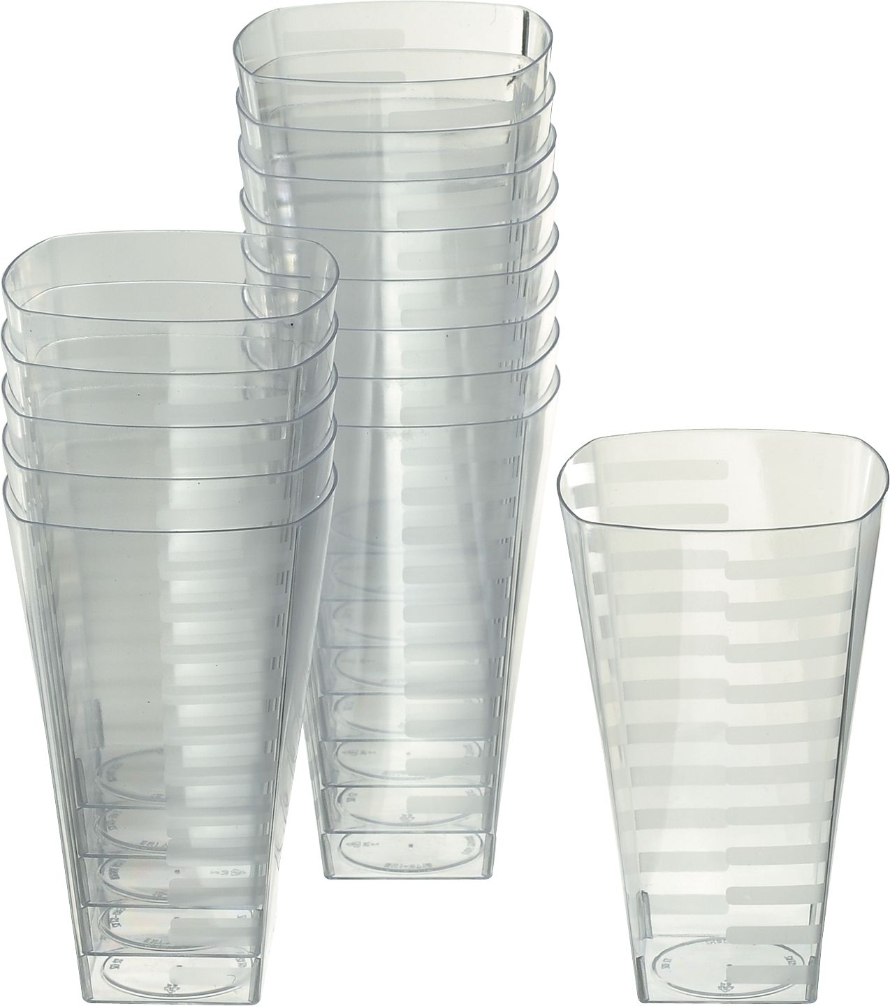Square Plastic Reusable Cups, Clear, 12-oz, 14-pk, for Christmas/Thanksgiving/New Year's Eve/Birthday Party Front_Elevated